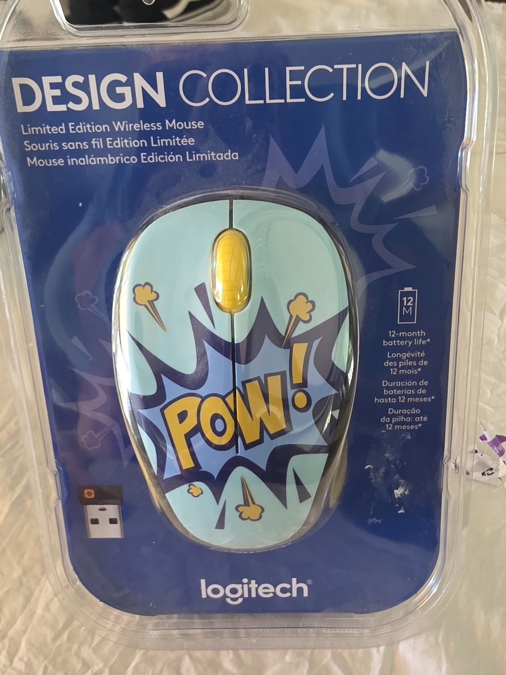 Logitech Limited Edition Wireless Mouse - Aqua with Yellow Accent 'POW!'